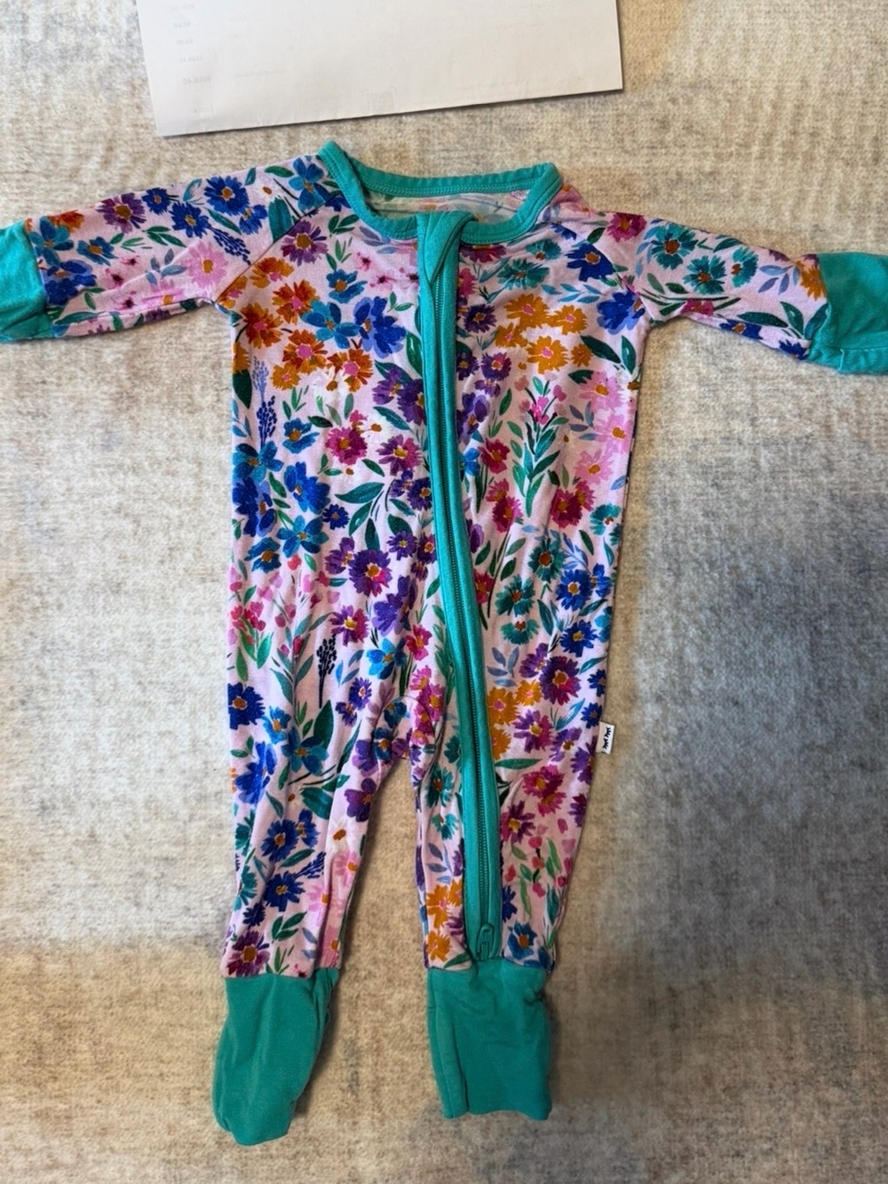 Little Sleepies  Sweet Pea Preemie Floral convertible One-Piece zippy